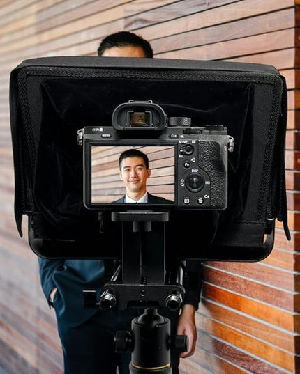 Glide Gear TMP 500 Teleprompter – DSLR, Tablet, Smartphone – 12" Glass, 15mm Rails, Hard Case, No Assembly