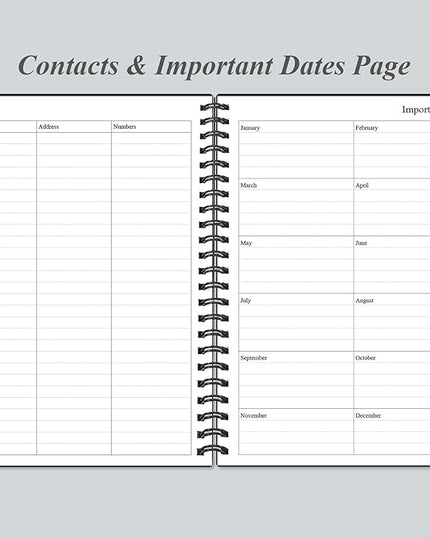 Daily Planner Undated - A5 To Do List Notebook Hourly Schedules, Spiral Appointment Planner for Women and Men, PVC Hardcover, Inner Pocket, Elastic Closure, 5.8" x 8.3", Black