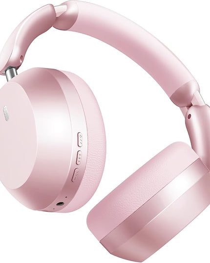 Wentronic Y04 Bluetooth Headphones Active Noise Cancelling Wireless Over Ear Headphones 48 Hours Playtime High Sound Quality Foldable Headphones with Soft Ear Cushion for Travel - Pink