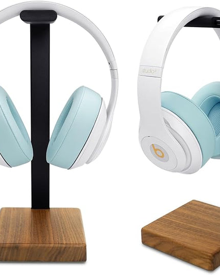 GEVO Headphone Stand for Desk - Wooden Headset Stand for Desk - Wooden Headphone Holder with Airpods Max and More(Square)