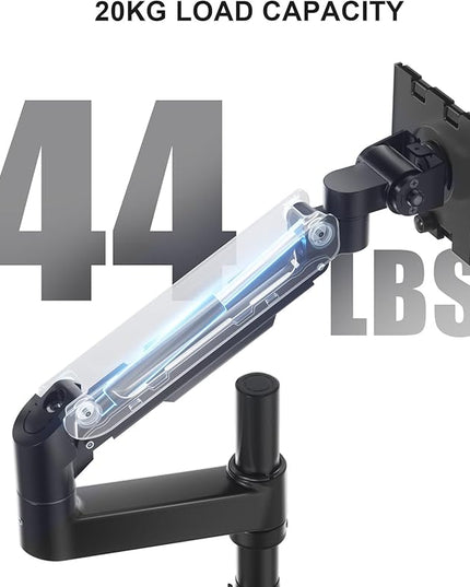 WALI Heavy Duty Monitor Arm Desk Mount for 13-49 Inch Ultrawide Screens, Single Monitor Arm with Full Motion Tilt, Swivel, Rotation, Holds up to 44 lbs, C-Clamp Mount for VESA 75/100mm (GSDM001-P)