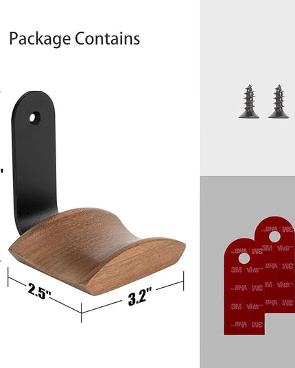 Jcurycke Headset Holder with 6cm Wide Walnut Headrest,Headphone Wall Mount Holder with Adhesive Tape and Screw, Headphone Stand for Over Ear and Gaming
