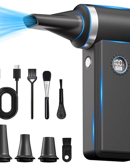 Cordless Electric Air Duster - 180K RPM Brushless Motor, 45W SuperFast Charge, 29.6Wh Rechargeable Battery, 4-Speed Adjustable Dust Blower for PC Cleaning, Electronics, Car & Woodworking, Black