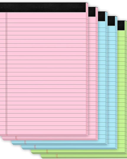 6 Pack Legal Pads 8.5 x 11, Colored Legal Pads Wide Ruled, Colored Note Pads 8.5 x 11, 30 Sheets/Pad Lined Paper Pads, Multicolor Notepads, Easy-Tear Double-Sided Writing Pads for Office, School