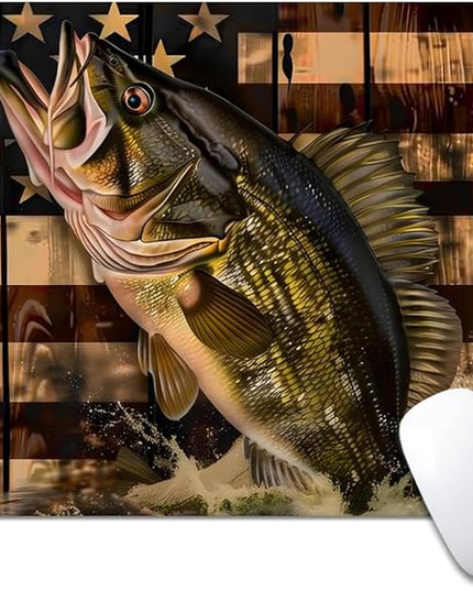 Wooden American Flag Fish Square Mouse pad, Texture, Waterproof, Anti Slip Rubber Base, Computer Mouse pad, Laptop Mouse pad