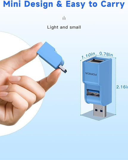 3 Ports USB 3.0 Adapter, USB Hub with 1 USB 3.0 and 2 USB 2.0 Port, Portable USB Port Splitter for Keyborad, Mobile Hard Disk, U Disk, Camera, Mouse,etc (Blue)