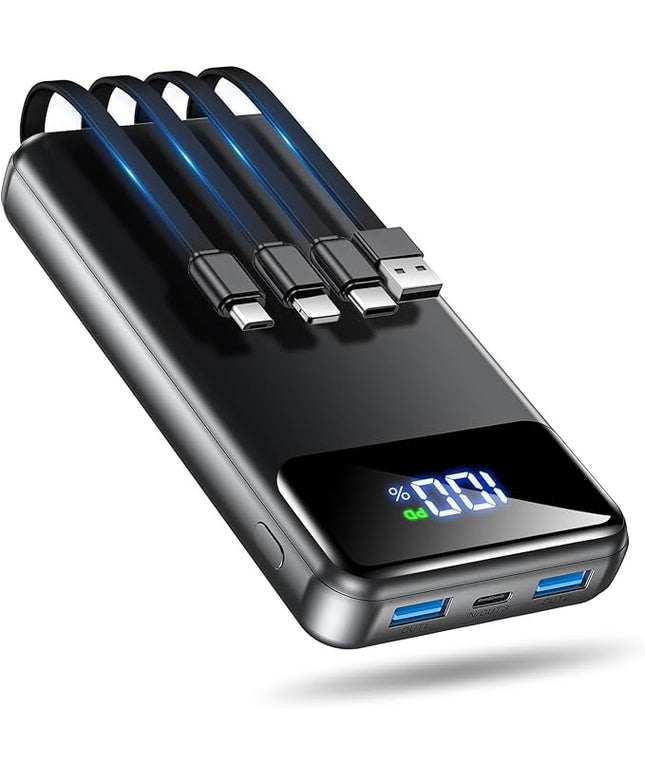Portable Charger Power Bank 50000mAh Battery Pack, 22.5W Fast Charging PowerBank with Built in Cables,Travel Camping Essential USB-C Portable Phone Charger for iPhone Samsung Pixel Android iPad
