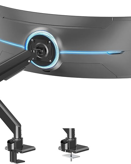 MOUNT PRO Heavy Duty Monitor Arm for 49 inch Ultrawide Screen up to 44 lbs, Single Desk Computer Mount Curved Monitor Stand for Samsung Odyssey G9, Adjustable Gas Spring VESA Mount 75x75 100x100