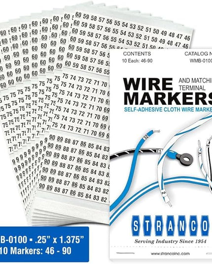 Premium Wire Marker Book for Cable Management, Vinyl-Coated, High-Tack Adhesive, Electric Panel Wire Label Stickers - 10 Pages Per Book