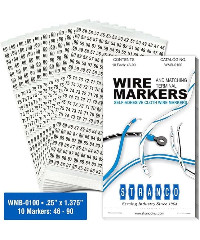 Premium Wire Marker Book for Cable Management, Vinyl-Coated, High-Tack Adhesive, Electric Panel Wire Label Stickers - 10 Pages Per Book