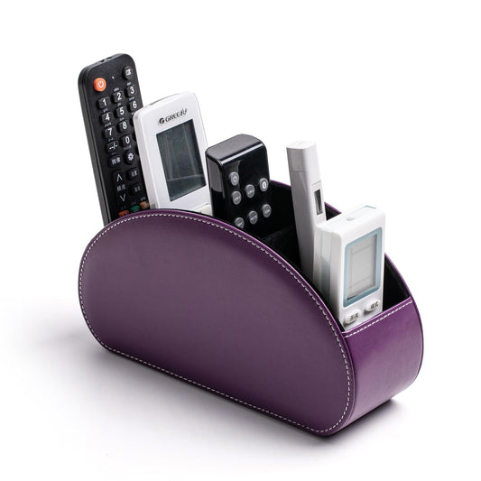 Remote Control Holders Organizer Box with 5 Compartment PU Leather Caddy