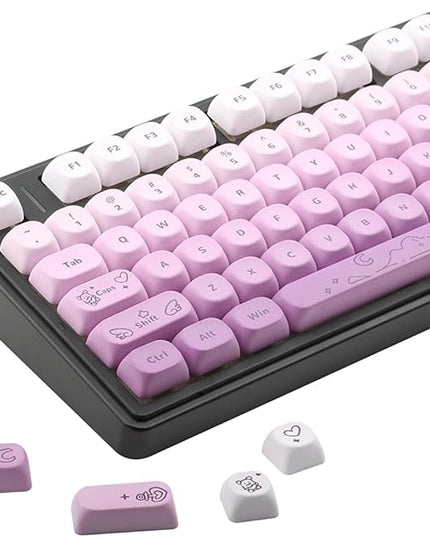 134Keys PBT Keycaps MOA Profile Key Cap for Cherry Gateron MX Switches Mechanical Keyboards Key caps (Butterfly Purple)
