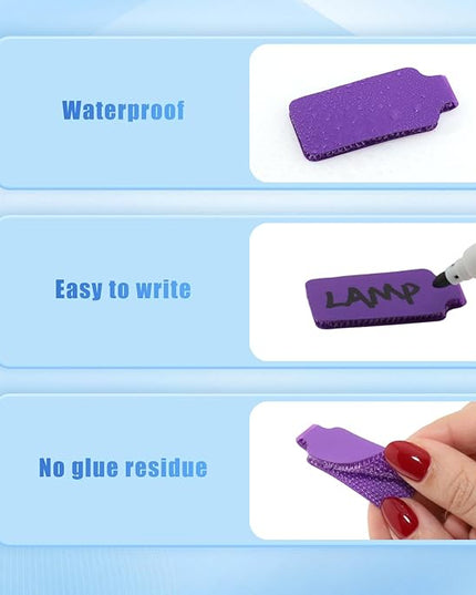 50 Pieces Cord Labels Self-Adhesive Nylon Cable Labels Tags Waterproof Wire Cable Tags or Electronics Office Computers Management and Identification (Purple)