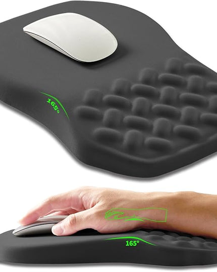 Ergonomic Slope Mouse Pad Wrist Support, Wrist Rest Mousepad for Carpal Tunnel Pain Relief with Massage Bulge and Slow Rebound Memory Foam (12x8 inch, Dark Gray)