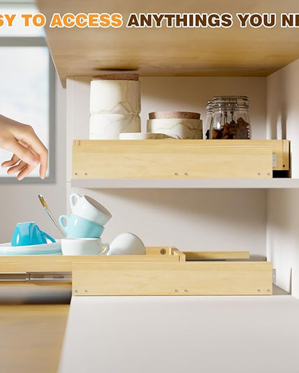 Grehitk Pullout Cabinet Organizer, 29''W×21''D×3''H Slide Out Shelves for Kitchen Cabinets, Pull out Drawers for Kitchen Cabinets, Pantry, Bathroom, & Storage Organization