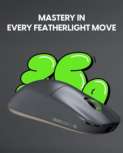 Pulsar Gaming Gears X2 Crazylight Wireless Gaming Mouse, Ultra Lightweight 1.23 oz (35g), Optical Switch, 32000 DPI, 750 IPS, XS-1 Sensor, 8k Compatible (Volt Shadow)