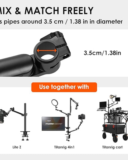 TARION Modular Desktop Camera Mount - 19"/48 cm DSLR Desk Arm with 1/4" Screw Ballhead 360 Degrees Adjustable - Compatible with 35 mm Rods - Titanrig Arm Z
