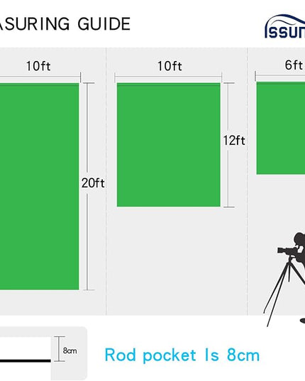 ISSUNTEX 10X12 ft Background Muslin Backdrop, Photo Studio, Collapsible High Density Screen for Video Photography and Television-Green