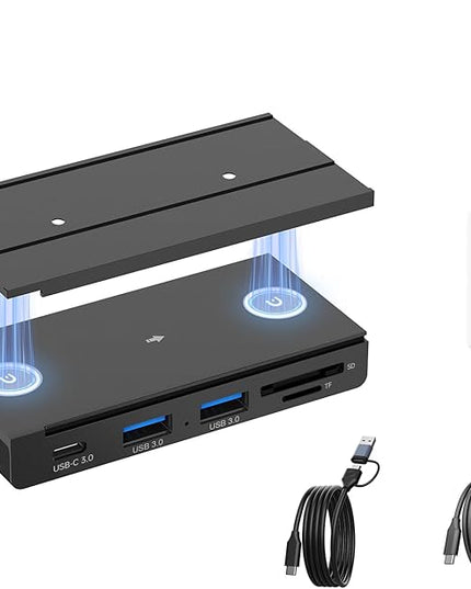 EJAY 5-in-1 Magnetic USB 3.0 Hub with SD/TF Card Reader, 2 USB-A + 1 USB-C Ports, Includes Sliding Rail, Screws & Sticky Pads for MacBook Laptop PC