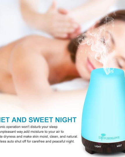 Diffuserlove Essential Oil Diffusers 200ML Remote Control Diffuser Mist Humidifiers BPA-Free Aromatherapy Diffuser (Black Base)