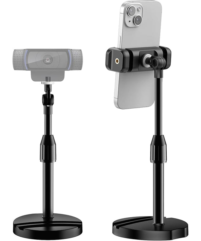 InnoGear Webcam Mount for Desk, Table Telescopic Webcam Stand with Phone Holder for Camera Webcam C922 C930e C920S C920 C615 C960 C920x BRIO 4K NexiGo N60, Right Light, GoPro with 1/4" Thread