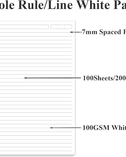 7-Hole Lined Paper Refills for Mini Binder - 100 Sheets/200 Pages 7 Ring Loose Leaf Lined Paper with Binder Dividers, 5.8" x 8.5"