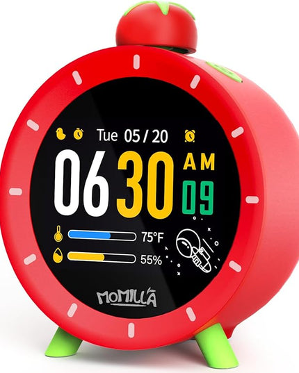 MOMILLA Kids Alarm Clock for Bedrooms, Colorful Display 7-Day Programmable 4 Alarms, Visual Timer with White Noise, Digital Clock Loud for Heavy Sleepers, Christmas Birthday Gifts for Girls Boys