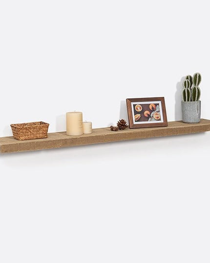 Floating Shelves - 8" Deep Rustic Reclaimed Barnwood Wall Hanging Shelves with Invisible Heavy-Duty Metal Bracket - Wall Mounted - Farmhouse Style - 48 inches, Distressed Natural