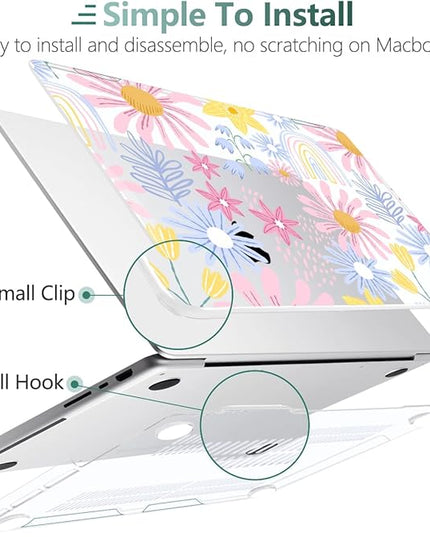 DONGKE Case for M5 MacBook Pro 14 inch 2025 2024-2021 M4 M3 M2 M1, Plastic Hard Shell Cover Compatible with A3434 A3112 A3401 A3185 A2992 A2779 A2442, Retina XDR Display & Touch ID, Florals