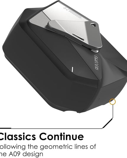 Aulumu A29 Geometric AirPods 4 Case with Lock | Protective Cover with Nylon Buckle | Alloy Armour | Compatible with Apple AirPods 4th (2024) - Black
