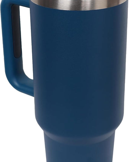 40oz Insulated Tumbler with Handle, Leakproof Straw Lid & Carry Handle - Double Wall Vacuum Insulation Keeps Ice 24 Hours, BPA Free Stainless Steel Water Bottle (Charcoal Blue)