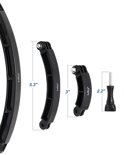 HSU 3 in 1 Curved Extension Arm Kit, Extension Pivot Arm Adjustable Monopod Bracket for GoPro Hero 13/12/11/10/9/8/7/6/5 Black, Session 5/4, DJI Osmo Action and More