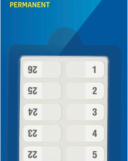 Redi-Tag Weekly Adhesive Tabs, Preprinted Weekday Tabs, 2 Sets of 1-52, 7/17" x 1", 2 Sets, Durable and Customizable Labels with Permanent Adhesive for Planners and Files, White (1006547)