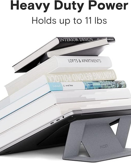 MOFT Laptop Stand for Desk, Stick-On Computer Stand with Dual-Angle, Ergonomic Laptop Riser Holder for Travel, Foldable & Portable MacBook Stand Fits 11.6"-16" Laptops, Silver