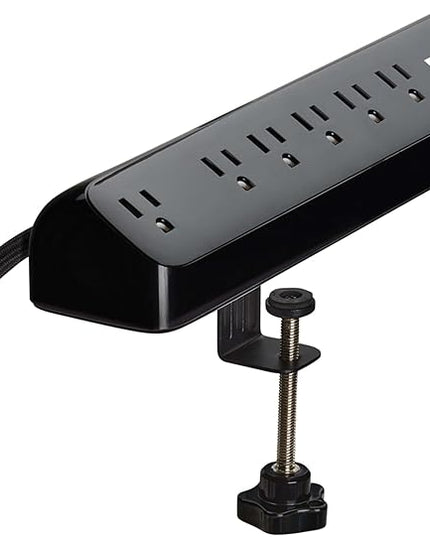 Eaton Tripp Lite series Desk Clamp Power Strip Surge Protector, 6-Outlets, 2x 30W USB-C Charging Ports, 900 Joules, 10ft Braided Flat Extension Cord, Lifetime Manufacturer's Warranty (TLP610U30CLAMPB)