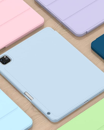 ZryXal iPad Pro 11 Inch Case (M5) 2025/ (M4) 2024 (Model: A2836/A2837/A3006), Trifold Stand Smart Cover with Pencil Holder and Soft TPU Back, Auto Wake/Sleep (Sky Blue)