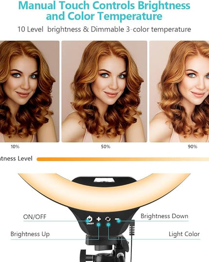 Sensyne 14" Ring Light with Tripod Stand, LED Circle Light with Phone Holder, for Photo Selfie, Video Recording, Zoom Meeting
