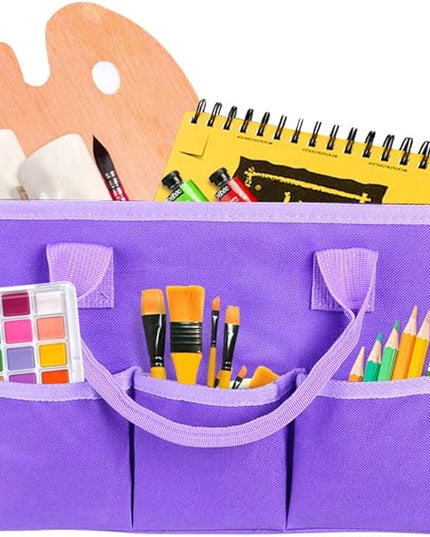 ZKOO Art Organizer Desktop Craft Storage Tote Bag for Crafts, Sewing, Paper, Art, Canvas, Supplies Storage Organization with Handles for Travel or Daily Use (Purple, Small)