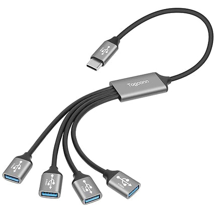 USB C 3.1 Splitter 1-in-4 Out Y-Adapter Cable 2 Feet, 5Gbps USB Type-C 3.1 Male to 4 Four USB-A 3.0 5Gbps Female Multi-Port Extender Connector Hub, Data Charger Power Splitter for iPhone 17/16 Series