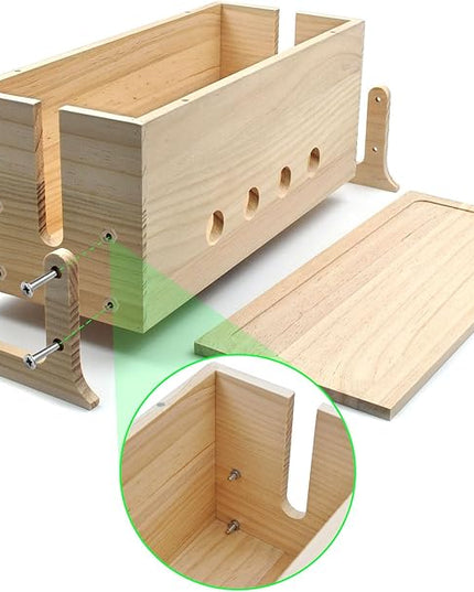 Large Cable Management Box, Wood Cord Hider Box & Organizer for Power Strip Hider Cable Storage for Office, TV Wires, Desk Cord Organizer, 14.2" x 6" x 6.3", Natural, Wood