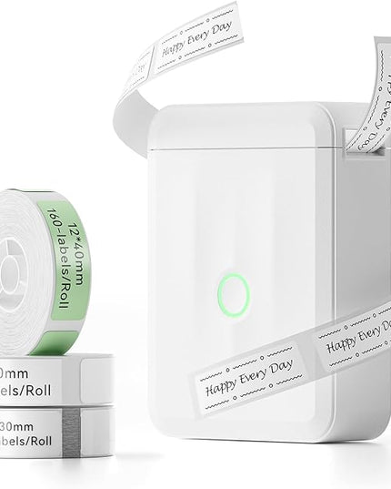 NIIMBOT D110 Upgraded Version Mini Label Maker Machine with 3 Tapes, Portable Bluetooth Thermal Printer, Sticker Labeler with Multiple Templates for Office Organization Home Kitchen School, White