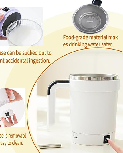 Self Stirring Coffee Mug with Lid,304 Stainless Steel Self Stirring Cup,Rechargeable Coffee Mug with Temperature Display,Suitable for Home and Office (Purple)