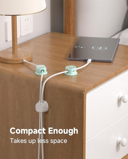 Magnetic Cable Clips, Adjustable Cord Holder Management, Adhesive Wire Keeper Organizer for Home Office Desk Phone PC Car Wall Desktop Nightstand Appliance (9-PCS White & Cyan)
