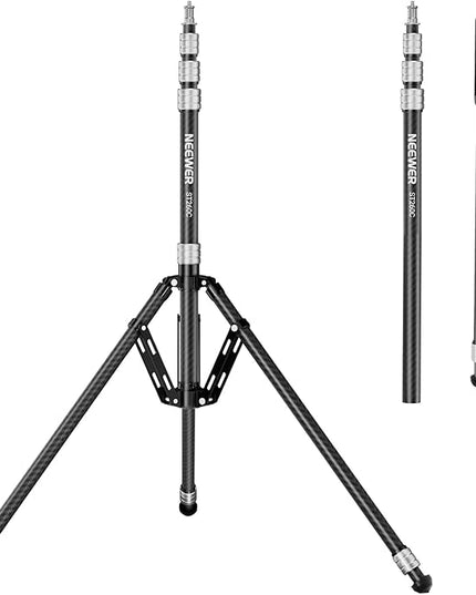 NEEWER Carbon Fiber Tripod Stand w Reversible Legs, 35"-102" Portable Lightweight Photography Light Stand for Strobe Softbox Ring Light Action Cam DSLR Streaming Recording, 6.6lb/3kg Max Load, ST260C