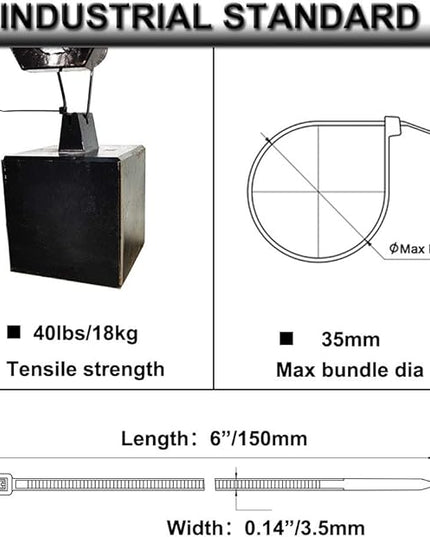 Strong Self Adhesive Wire Clips Cable Zip Tie Mounts 3/4" with 6 Inch Zipties Black UV Protection Outdoor 100 Pcs,Sticky Wire Fasteners Cable Guide Management Mounting Suqare Holder Anchor Base Small