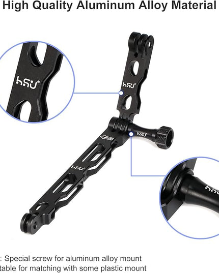 HSU (7 Pcs) All Aluminum Alloy Extension Arm Kit Metal Pole Mount Helmet Stick Extension Arm Mount for GoPro Hero 13/12/11/10/9/8/7/6/5 Black, DJI Osmo Action and More (11.8”/6.5”/3.3”) (Black)