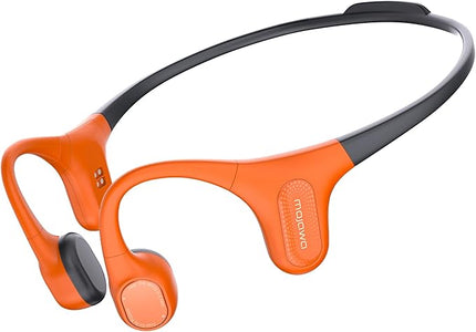 mojawa Aerra Bone Conduction Sport Headphones, IP67 Waterproof Workout Earphones, Open-Ear, Wireless Bluetooth with Mic, Secure and Comfortable for Running and Cycling, Orange and Black
