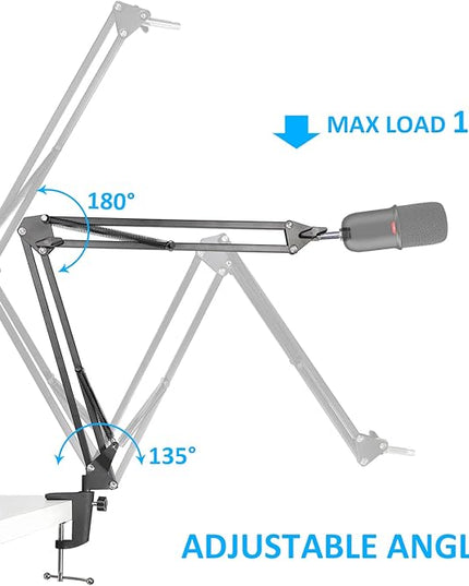 SoloCast Boom Arm Mic Stand, Adjustable Suspension Boom Scissor Arm Stand Compatible with HyperX SoloCast 2 & 1 Gaming Microphone by SUNMON
