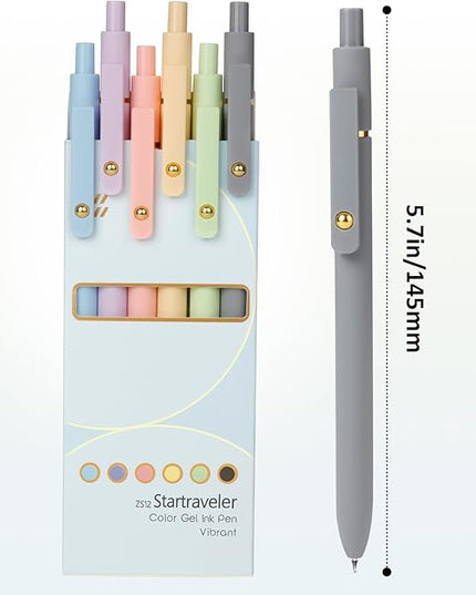 FIOVER Colored Pens, 6 Pack Colorful Gel Pens, Quick-Dry 0.7mm Medium Point for Journaling, Note Taking, Doodling, Aesthetic Office School Supplies, Gifts for Women Men(Multiple Colors)