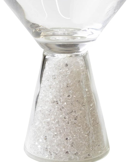 Vetrina Stemless Crystal Martini Glass, Modern & Unique, Ergonomic Grip, Barware For Dining Table Setting, Celebration, Event, Wedding Cocktails, Silver, Set of 6